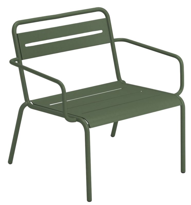 Grüner Star Lounge Chair Sessel von Emu für den Außenbereich, Metall mit Armlehnen.
