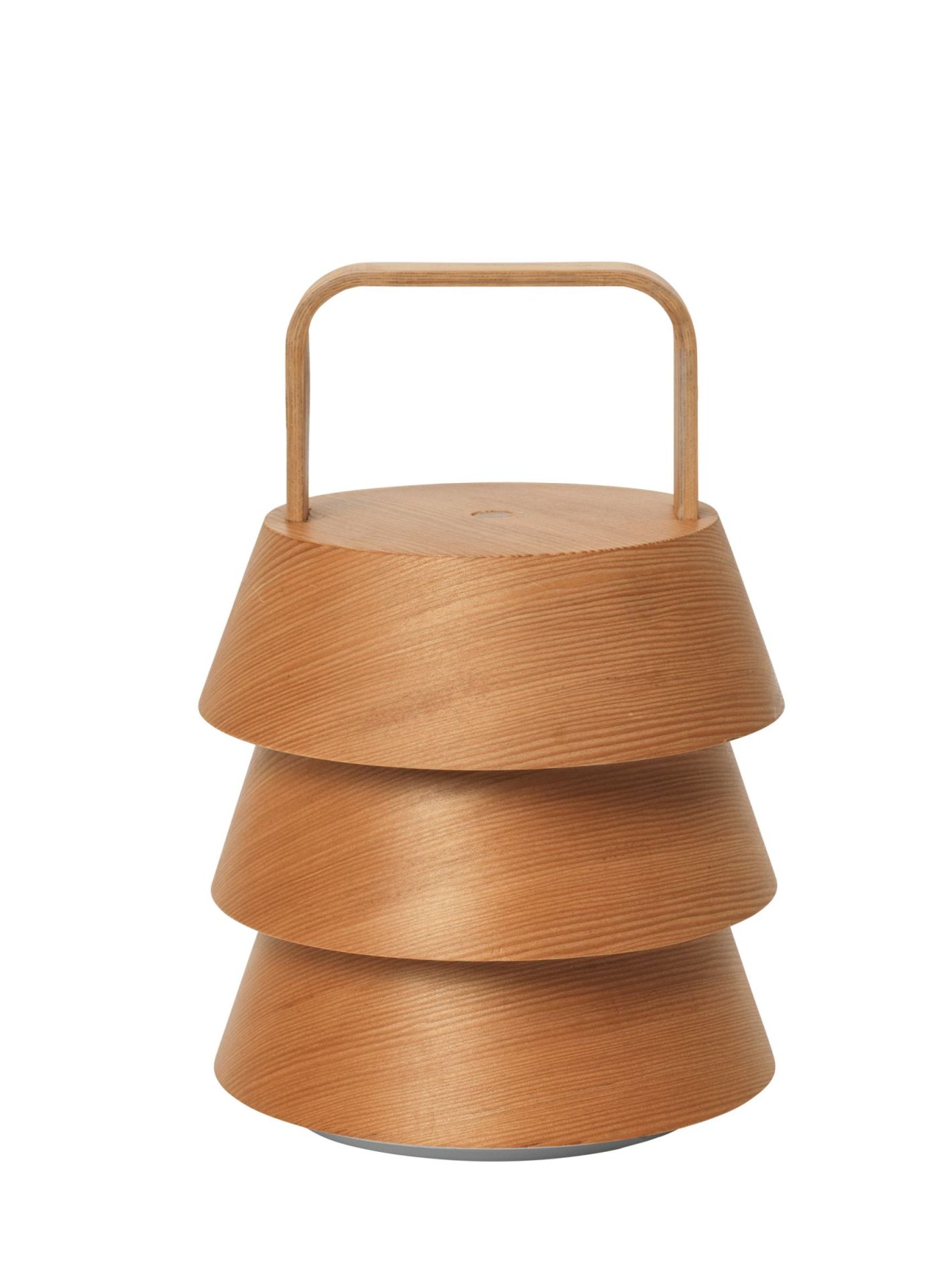 Luver Tischleuchte von Ferm Living: Tragbare Lampe aus Holz mit Griff, modernes Design.