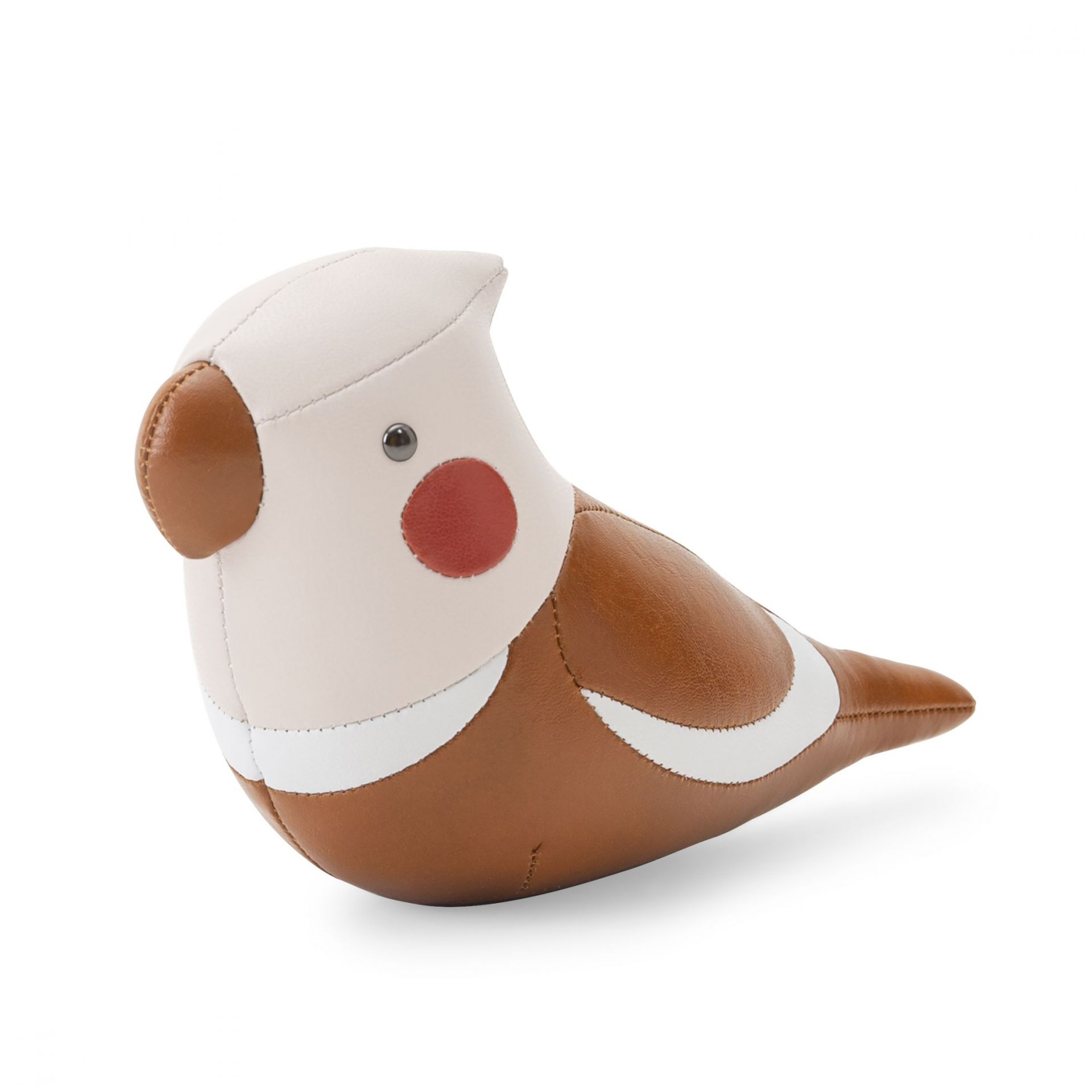 Briefbeschwerer in Form eines Nymphensittichs, tan und weizenfarben, Züny Design, dekoratives Wohnaccessoire.