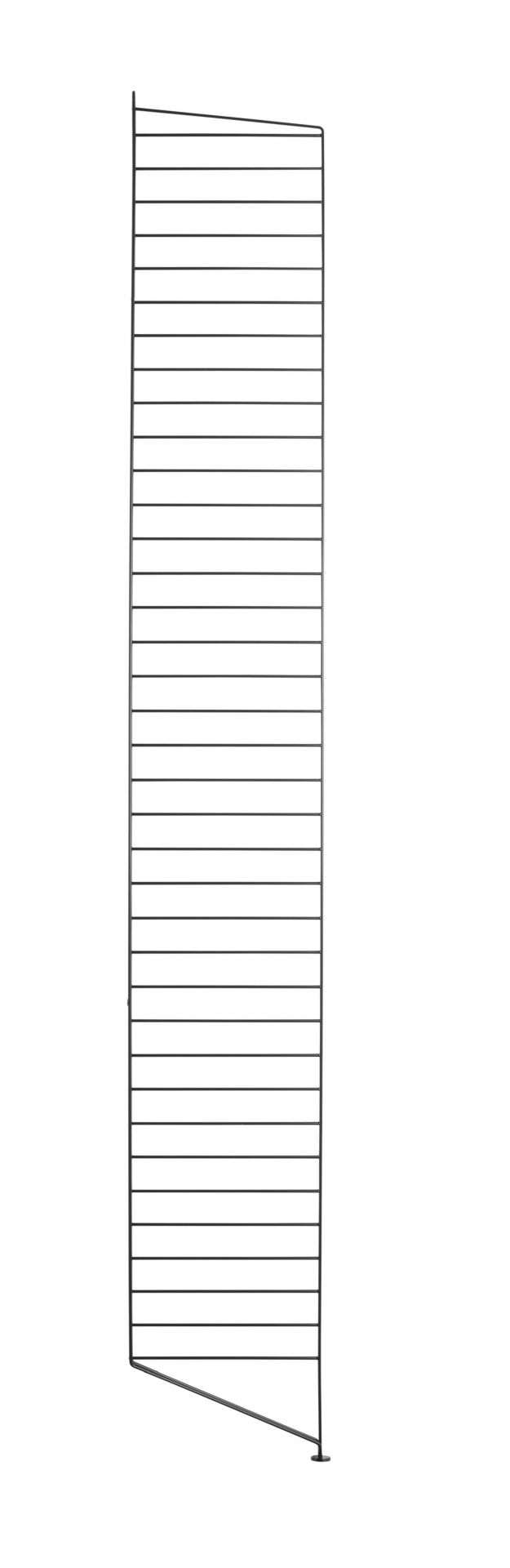 Schwarze String Furniture Bodenleiter, 200 cm hoch, für Regalsysteme und Wandregale.