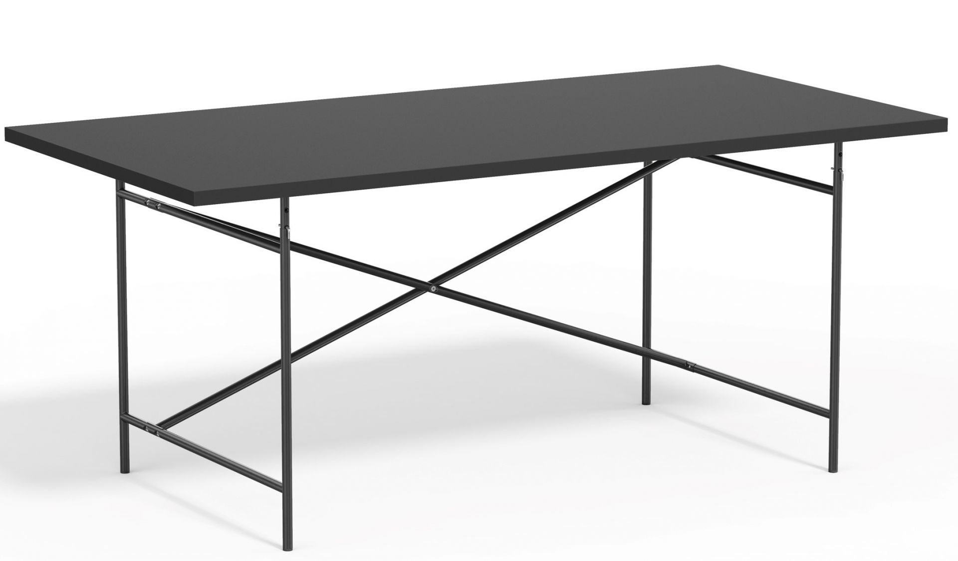 Schwarzer Eiermann Tisch mit Linoleum Tischplatte (120x80 cm) von Richard Lampert. Moderner Schreibtisch für Büro und Zuhause.