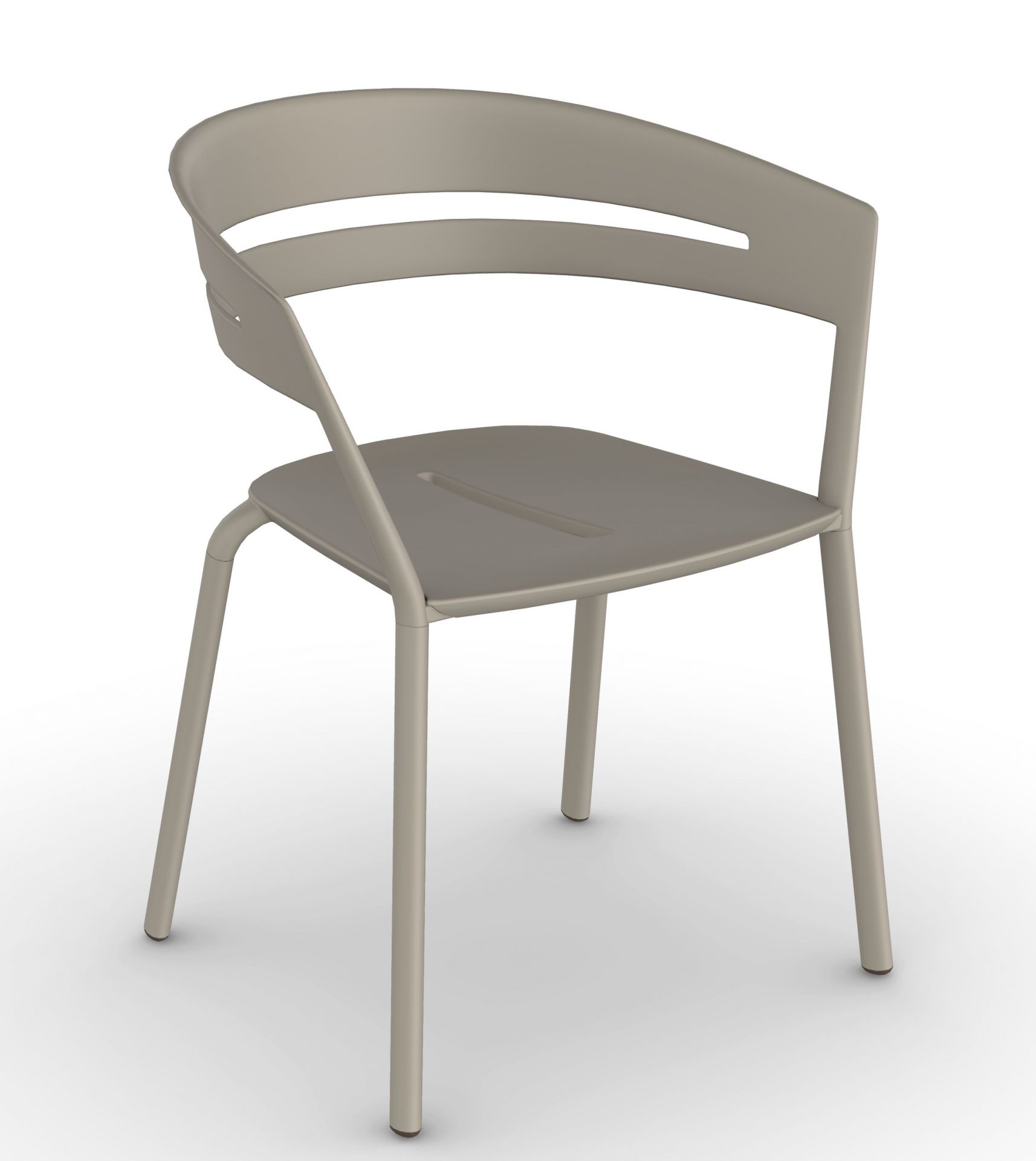 Ria Stuhl in Pearly Gold: Moderner Armlehnstuhl für Esszimmer und Garten, minimalistisches Design.