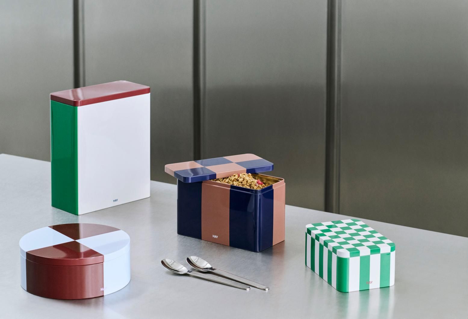Tin Container klein dark blue and lavender Aufbewahrungsbox Hay