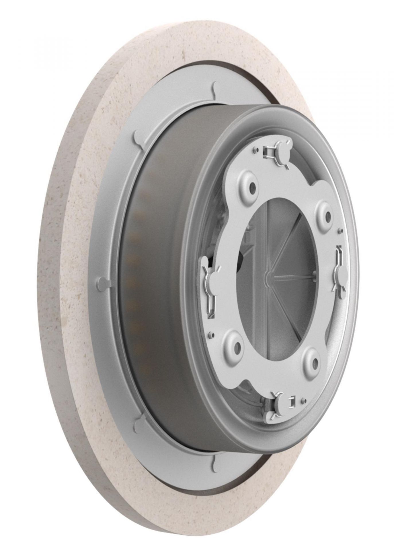 Detailaufnahme der Flos Camouflage Wandleuchte 240 in Beton, moderne Innenbeleuchtung für stilvolles Ambiente.