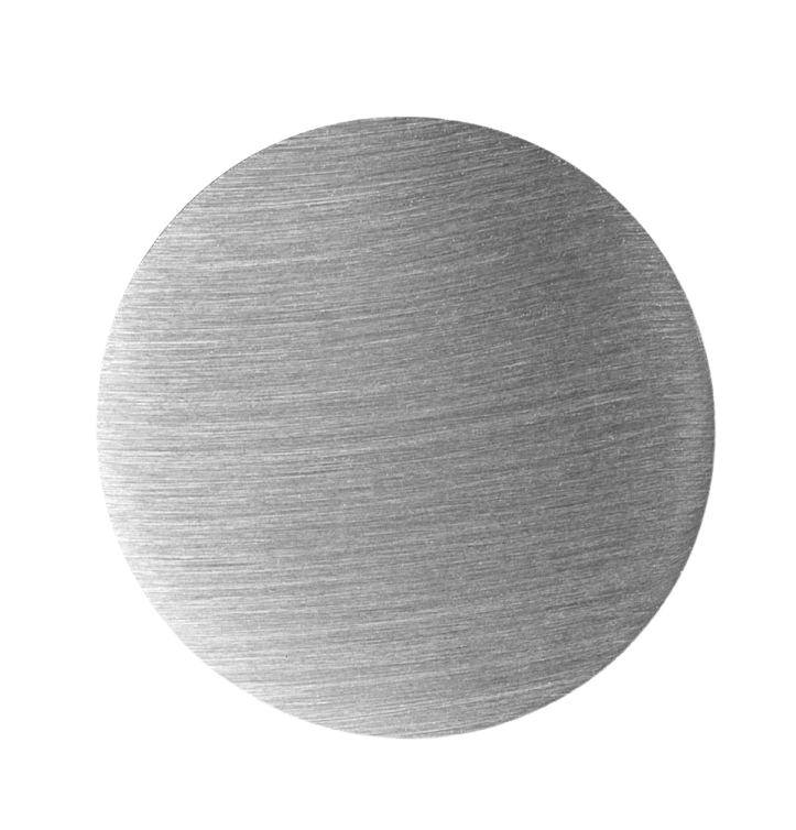 Detailaufnahme: Runde Wandhalterung des Vipp Handtuchhaken 2er-Sets aus gebürstetem Edelstahl.