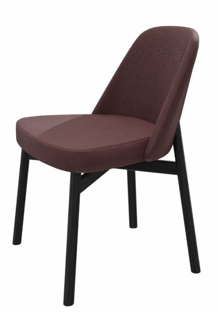 Knoll International Stuhl Kollektion 016 ohne Armlehnen, bordeauxroter Stoffbezug, schwarzes Holzgestell. Moderner Designstuhl für Esszimmer und Büro.