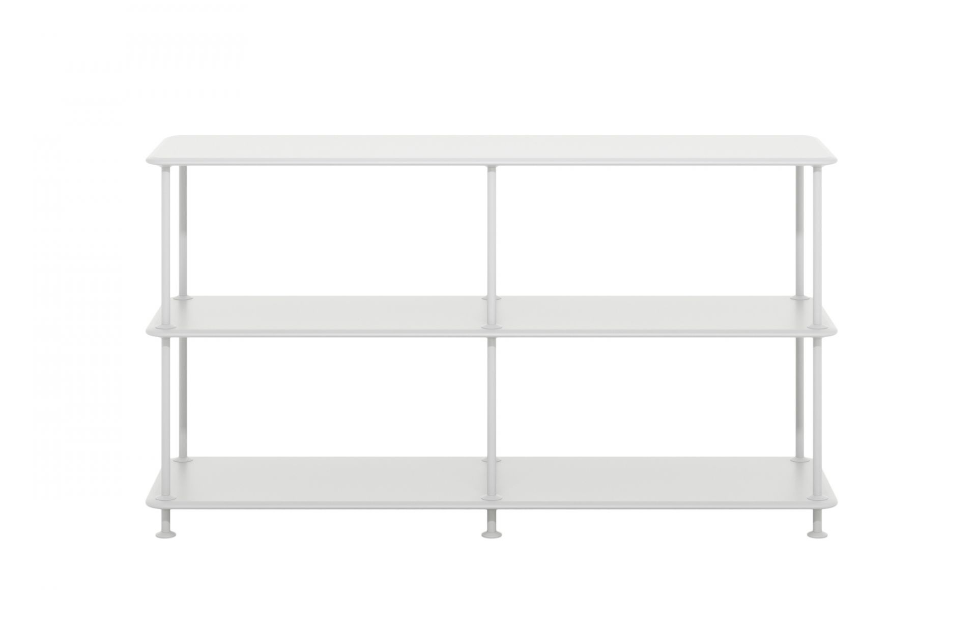 Montana Free Regal in New White: Modernes, freistehendes Regal mit drei Ebenen.