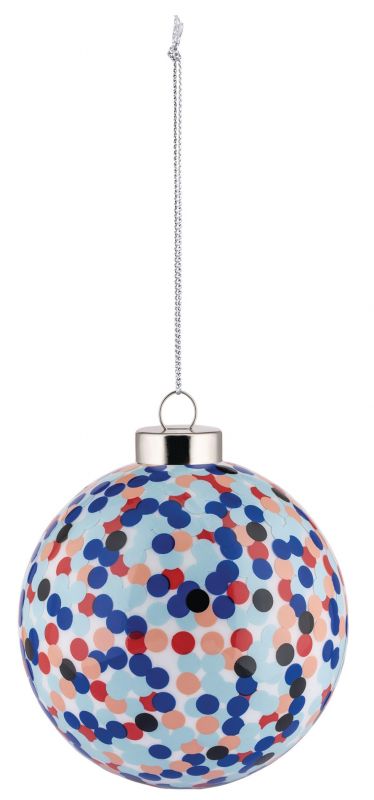 Proust Kugel AM43 Alessi Weihnachtskugel mit bunten Punkten, festliche Weihnachtsdekoration für den Christbaum.