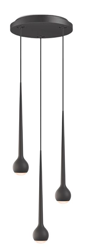 Falling Sun Pendelleuchte Grau: Moderne Hängelampe mit drei tropfenförmigen Lampenschirmen für stilvolle Beleuchtung.