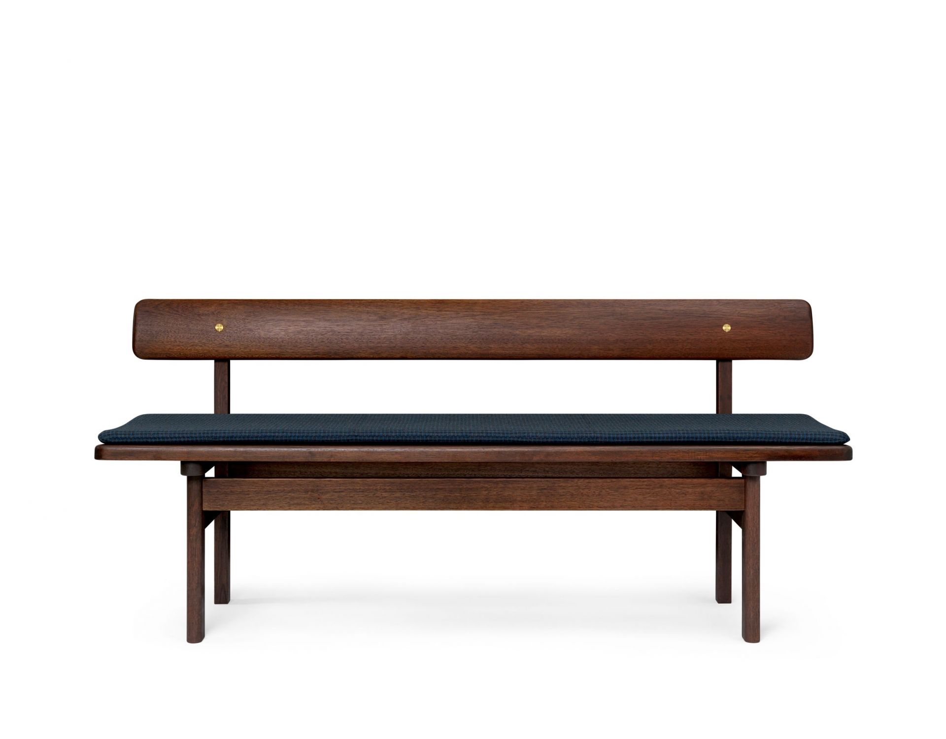 Asserbo Bank aus geöltem Eukalyptusholz von Carl Hansen & Søn mit blauem Sitzkissen.