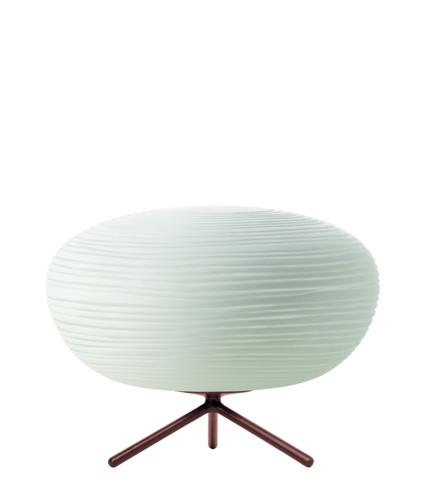 Rituals Tischleuchte mit geripptem Lampenschirm und braunem Dreibein-Fuß. Moderne Tischlampe für stimmungsvolles Licht.