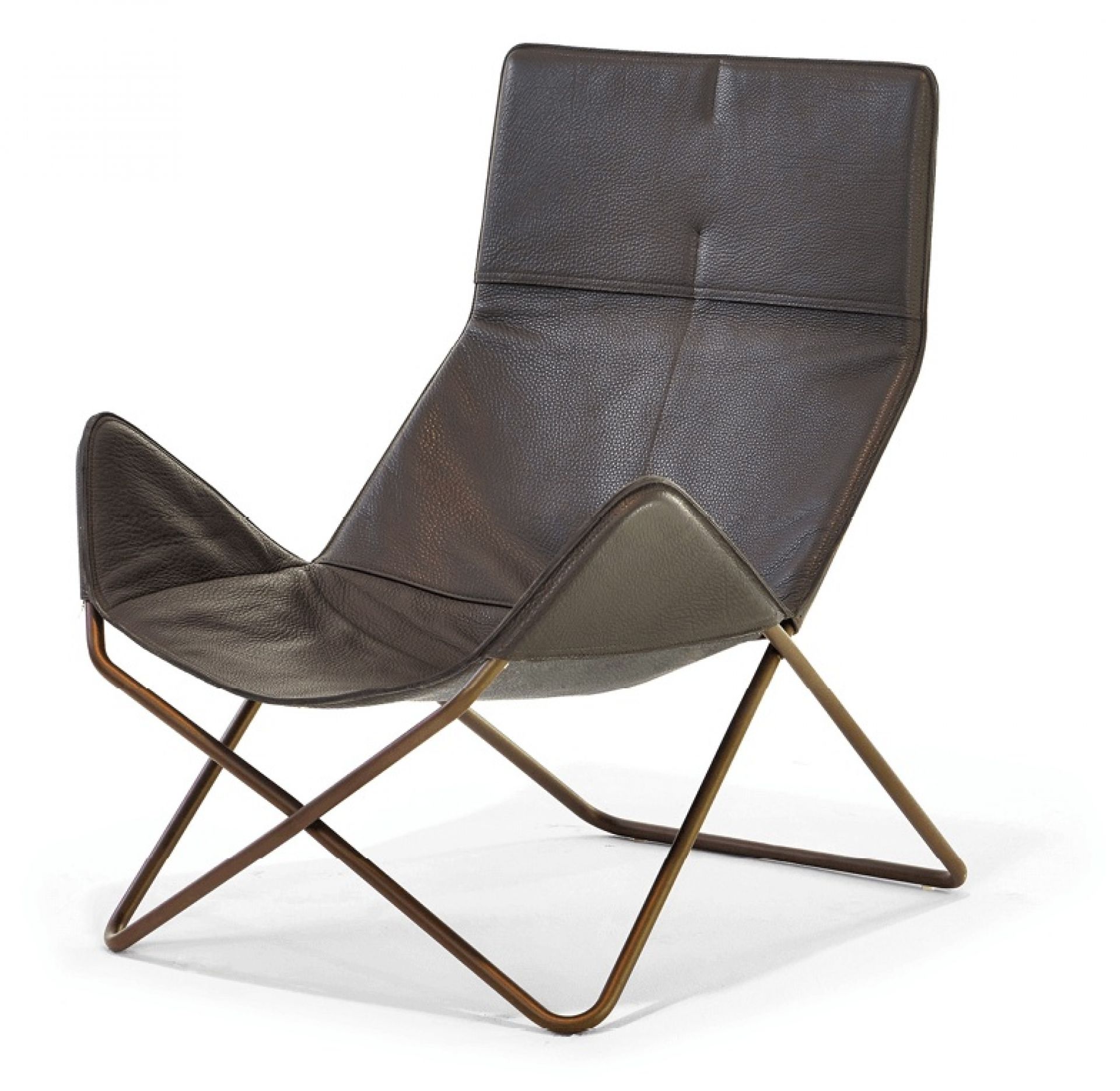 In-Out Sessel von Richard Lampert, braunes Leder, modernes Design mit Metallgestell.