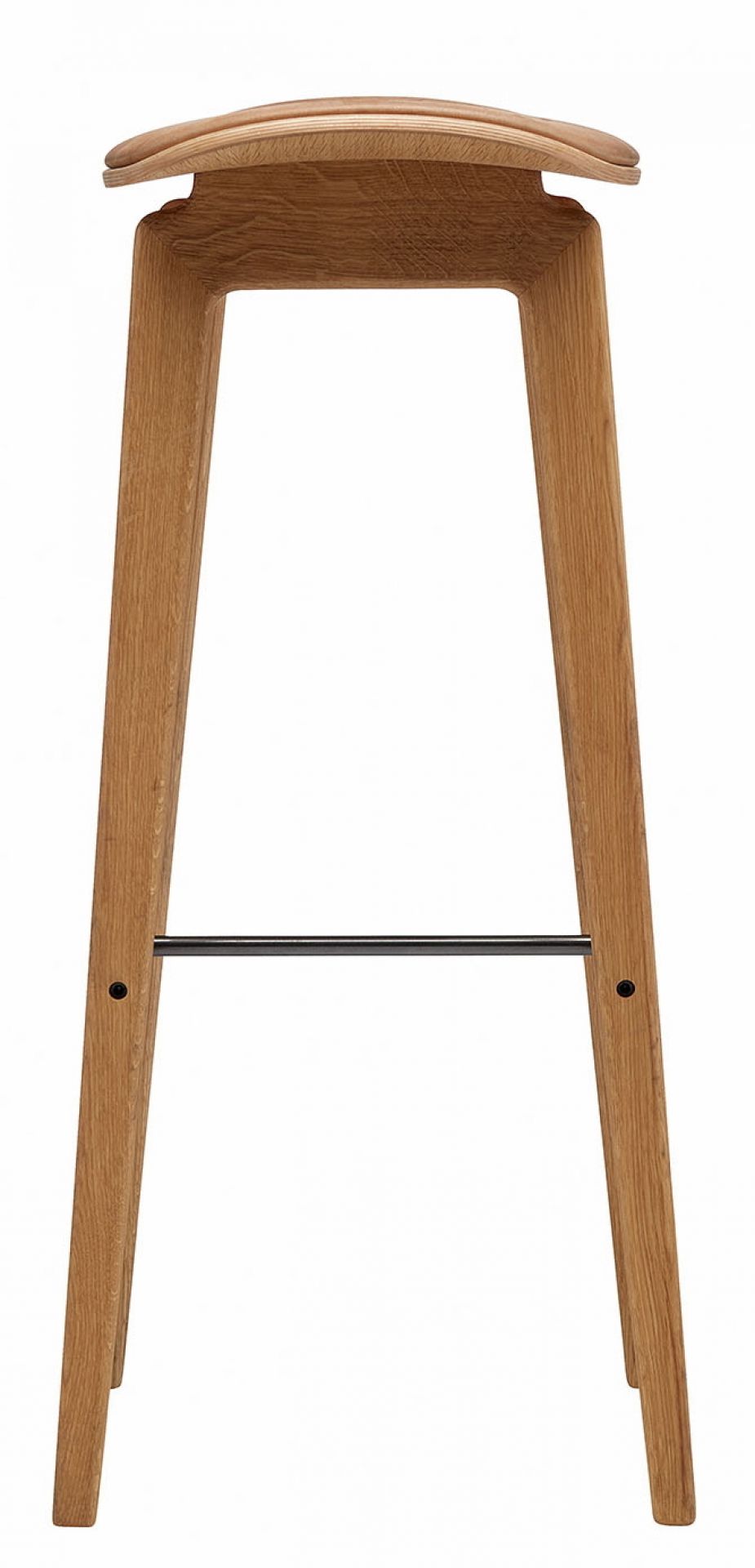 NY11 Barhocker aus Eiche natur mit Camel Lederpolsterung, modernes Design für Küche und Bar.