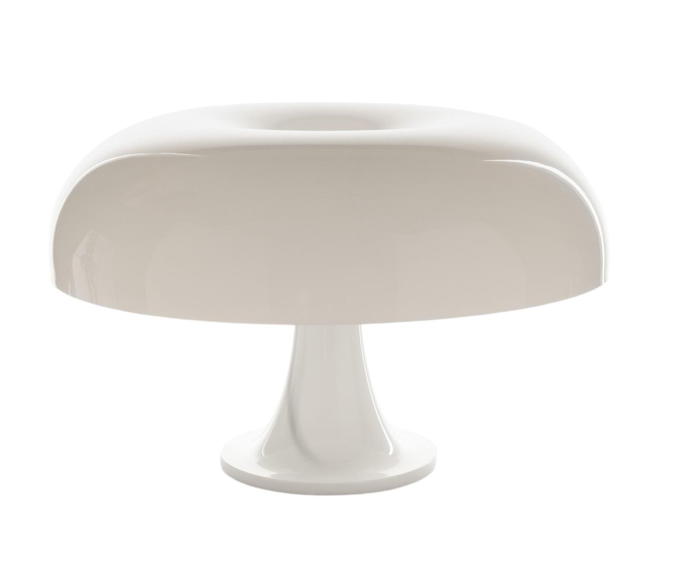 Weiße Nesso Tischleuchte von Artemide, pilzförmiges Design, modernes Licht für Wohnzimmer und Schlafzimmer.