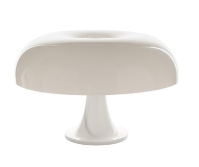 Weiße Nesso Tischleuchte von Artemide, pilzförmiges Design, modernes Licht für Wohnzimmer und Schlafzimmer.