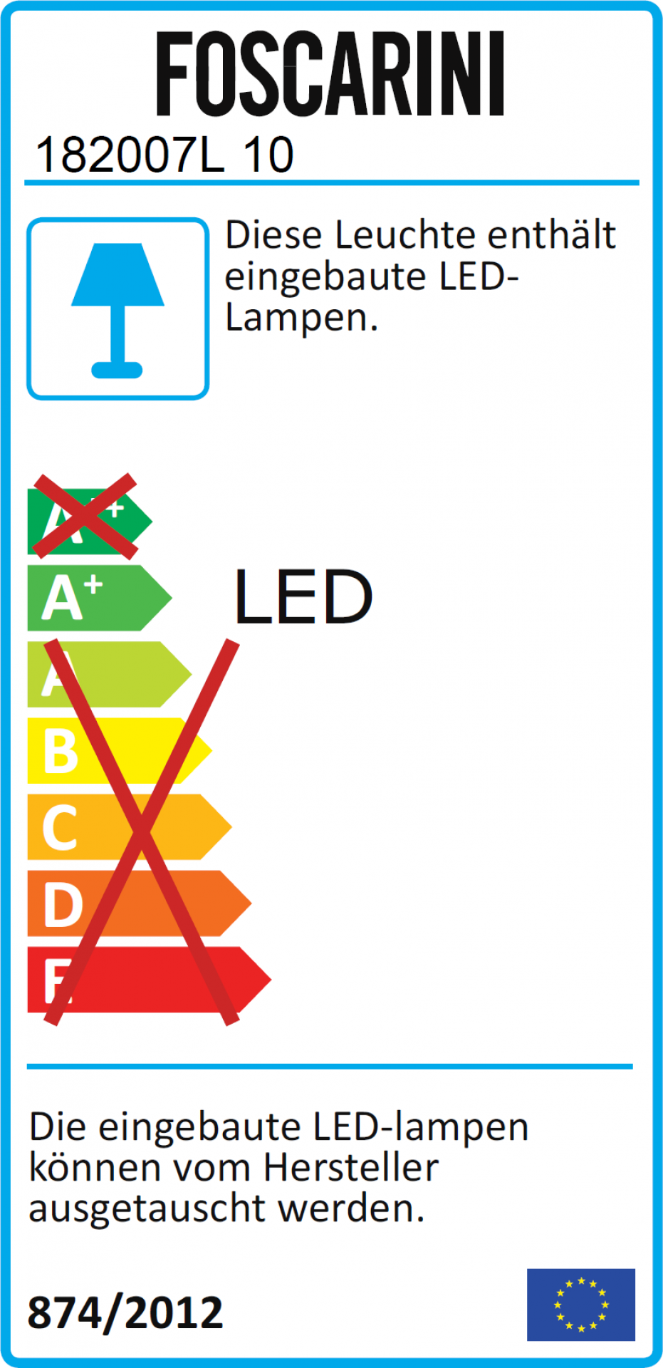 Energieeffizienzlabel der Foscarini Tress Grande LED Stehleuchte mit Energieeffizienzklasse A+.