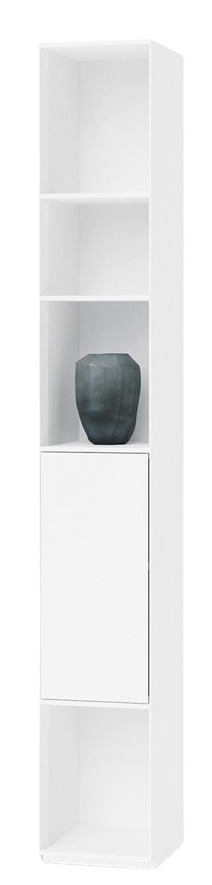 Weißes Nex Pur Regal mit Tür unten und Fachböden, minimalistisches Design.