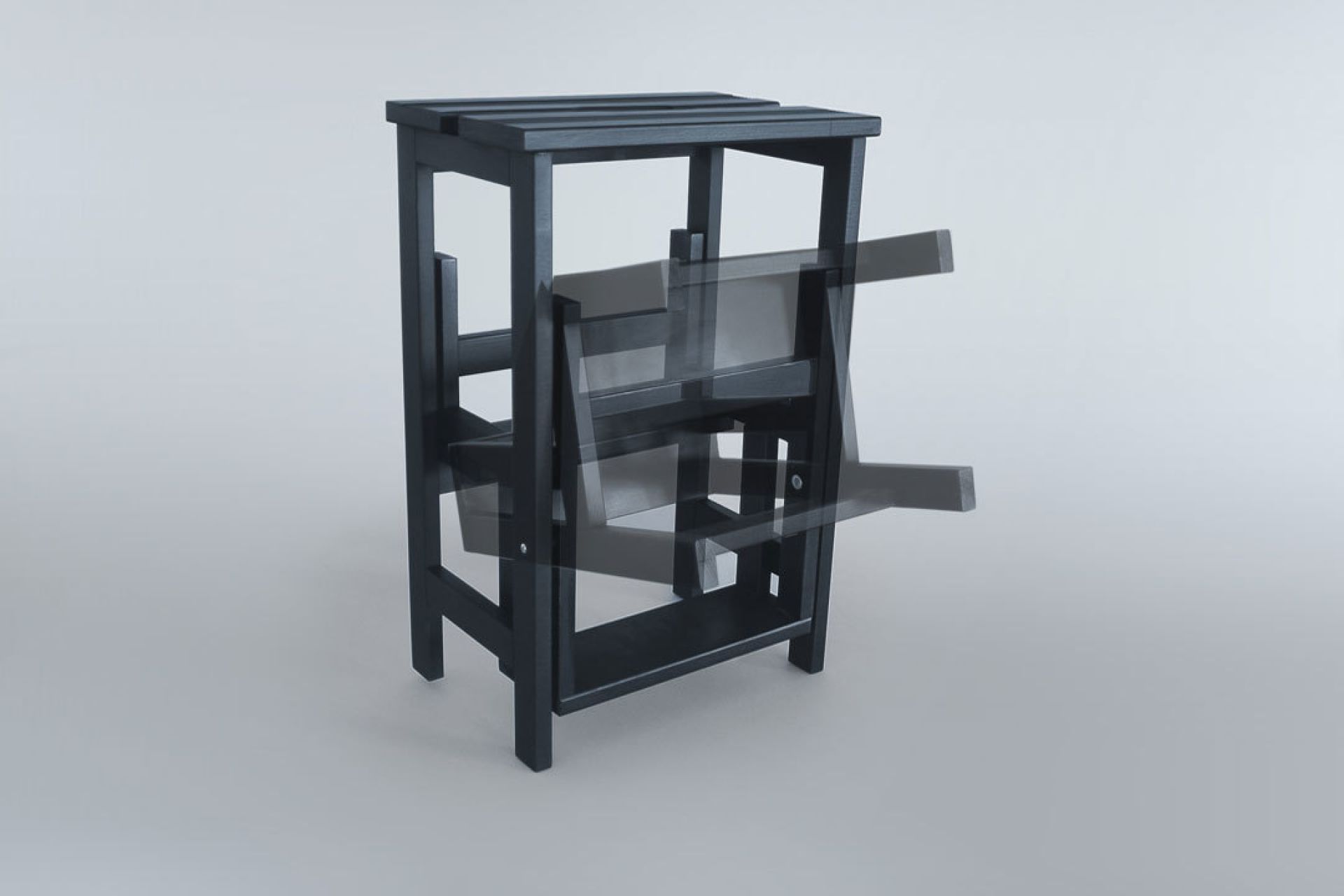 Radius Hockerleiter: Vielseitiger Klapptritt aus Buchenholz, nutzbar als Hocker und Leiter.