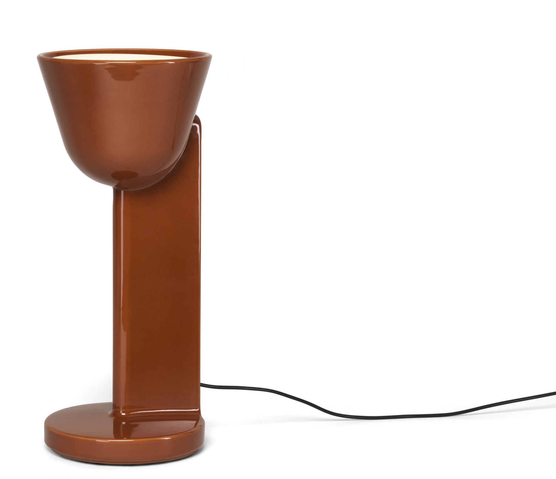 Braune Céramique Tischleuchte von Flos: Moderne Lampe für Nachttisch oder Schreibtisch.