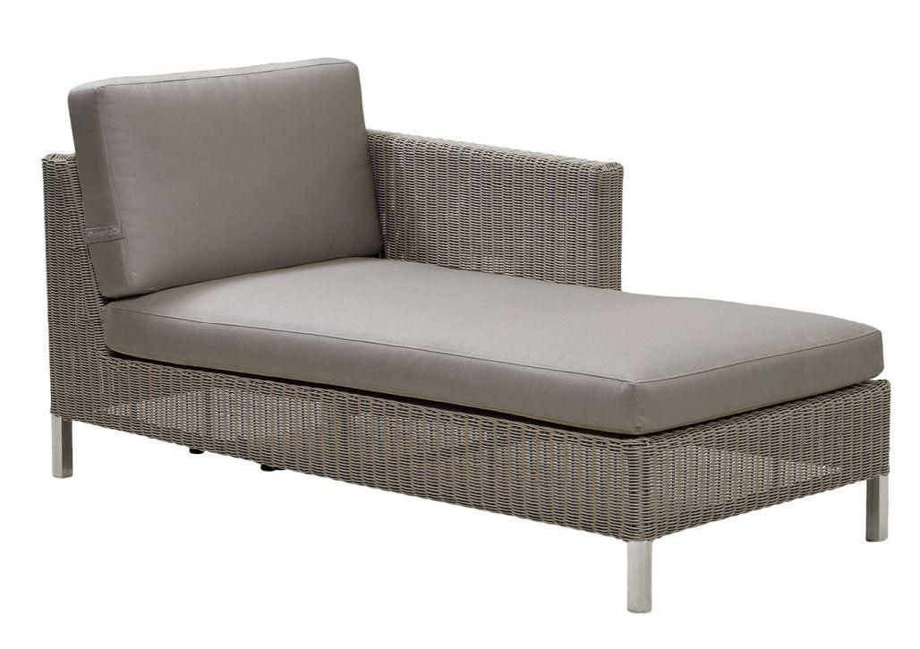 Connect Chaiselongue Modulsofa links in Taupe von Cane-Line: Rattan Sofa mit Kissen.