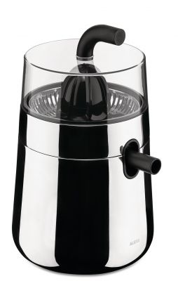 Alessi NE02 B Toru elektrische Zitronenpresse aus Edelstahl und Glas für frischen Saft.