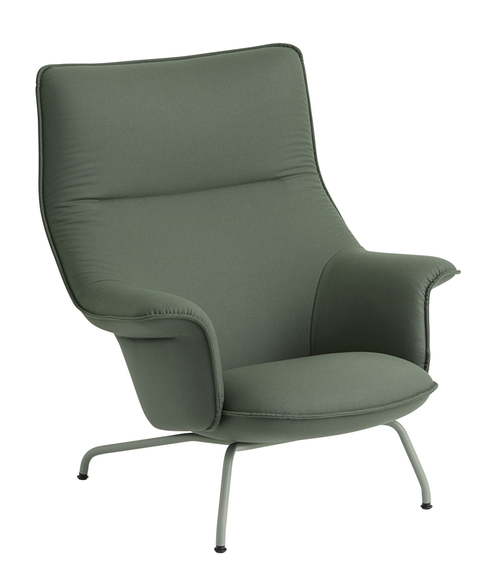 Grüner Doze Lounge Chair Sessel von Muuto mit hoher Rückenlehne und filigranem Metallgestell.