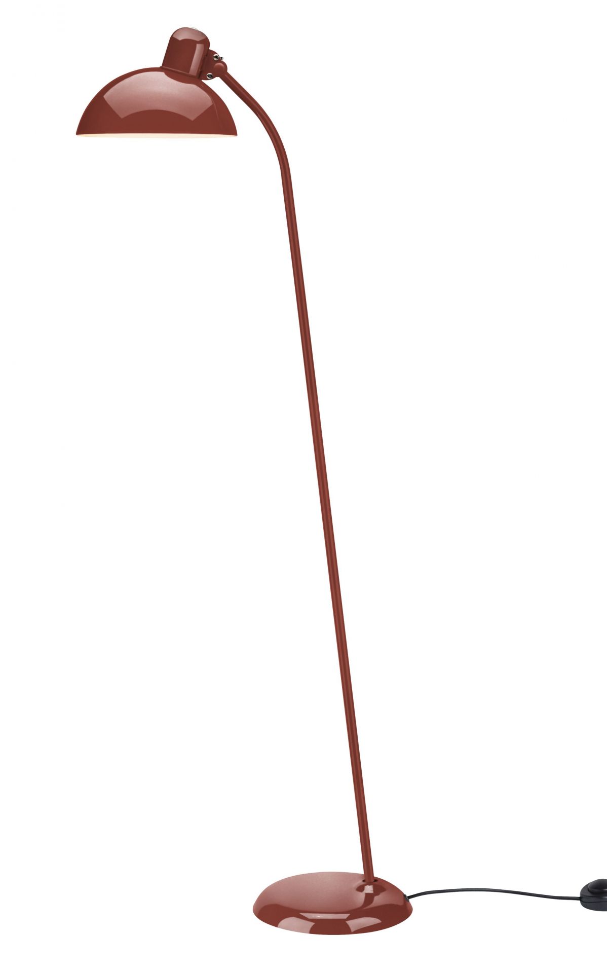 Rote KAISER idell Stehleuchte von Fritz Hansen, Designklassiker für Wohnzimmer und Büro.