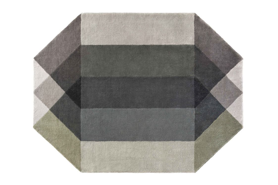 Diamond Teppich in Grün-Grau mit geometrischem Muster, moderner Teppich für Wohnzimmer und Schlafzimmer.