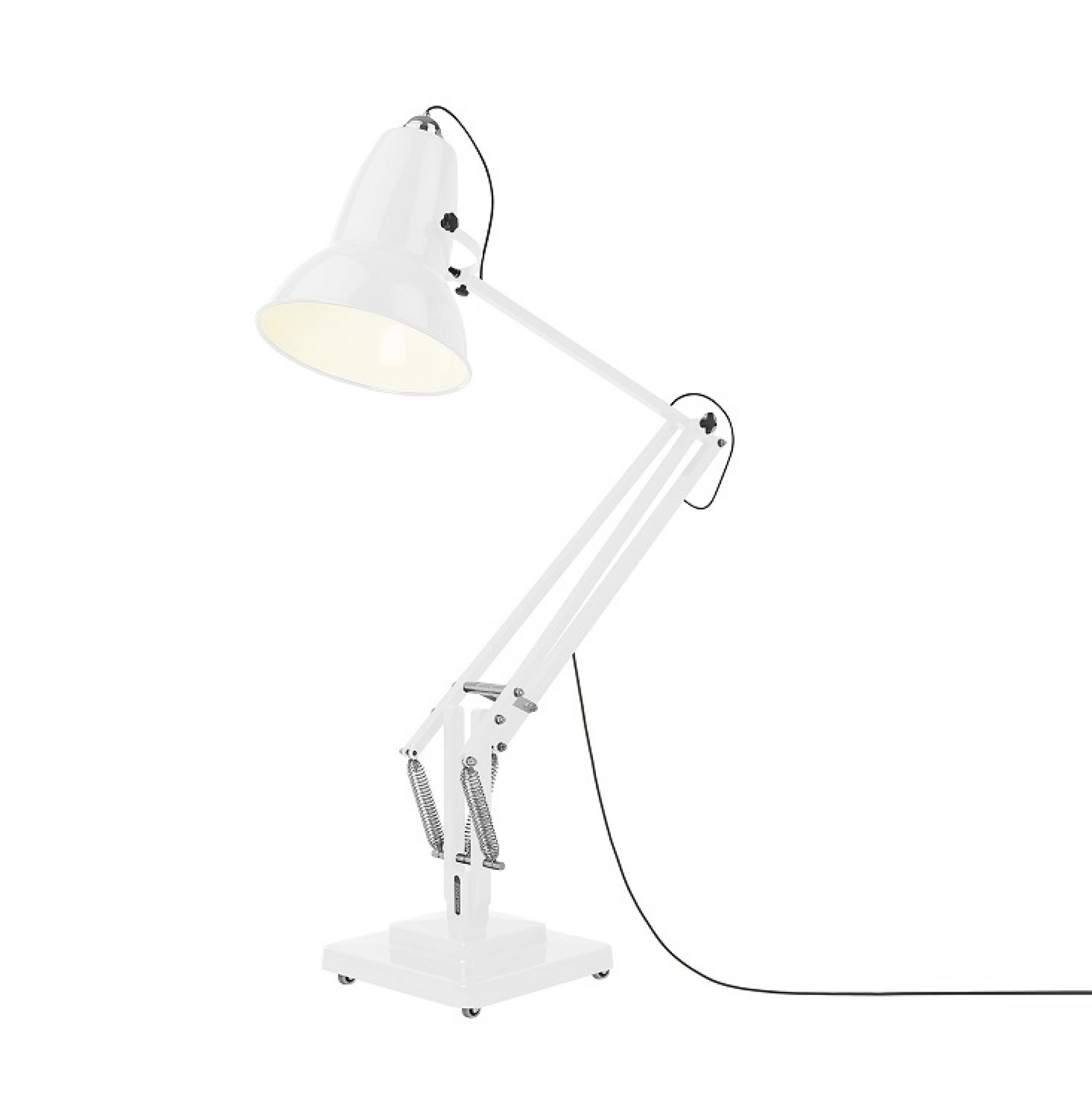 Weiße Anglepoise Original 1227 Giant Stehleuchte für Innenräume, verstellbare Schreibtischlampe.