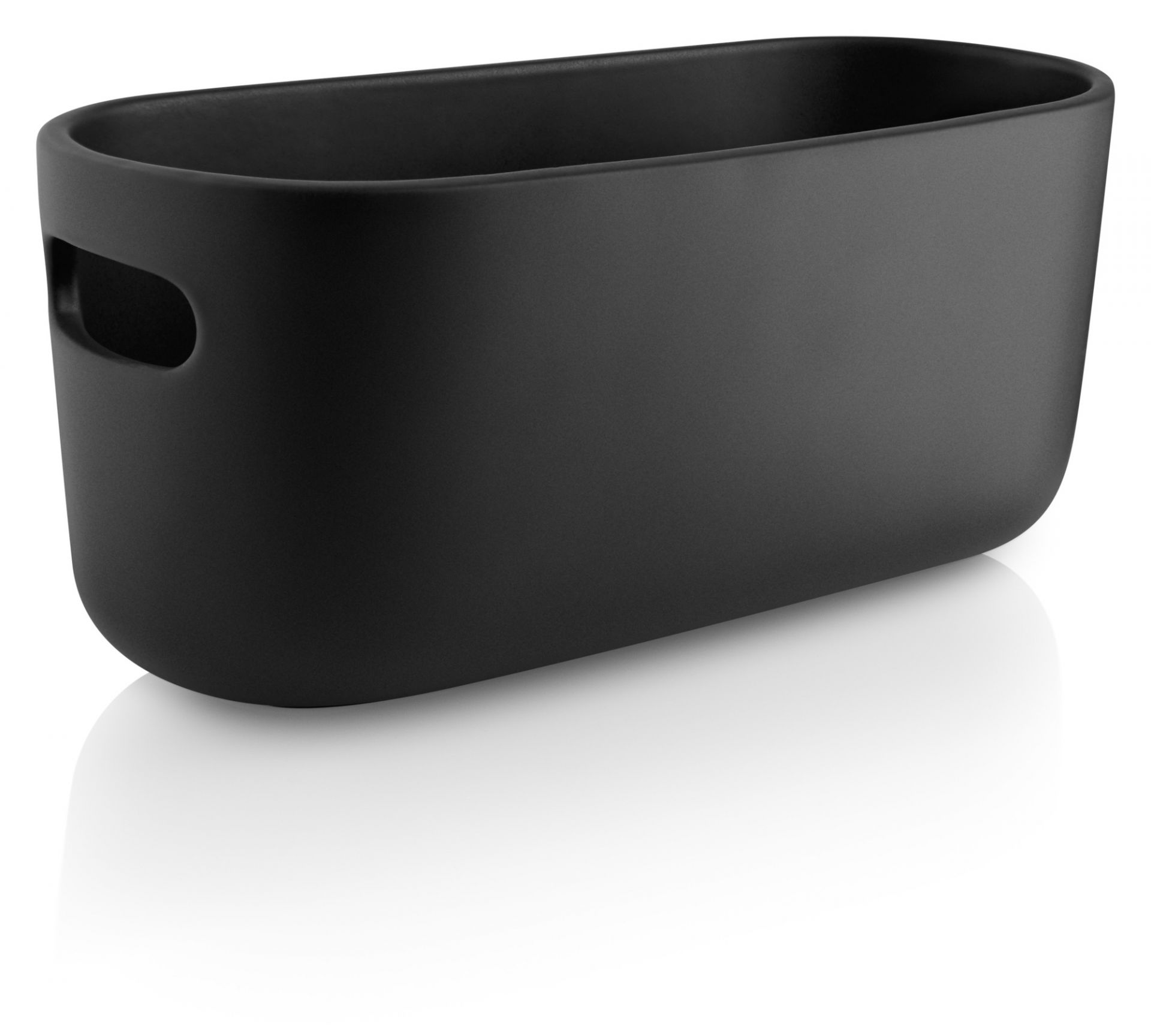 Schwarzer Eva Solo Kräutertopf zur Selbstbewässerung mit Griffen, ideal für die Küche.