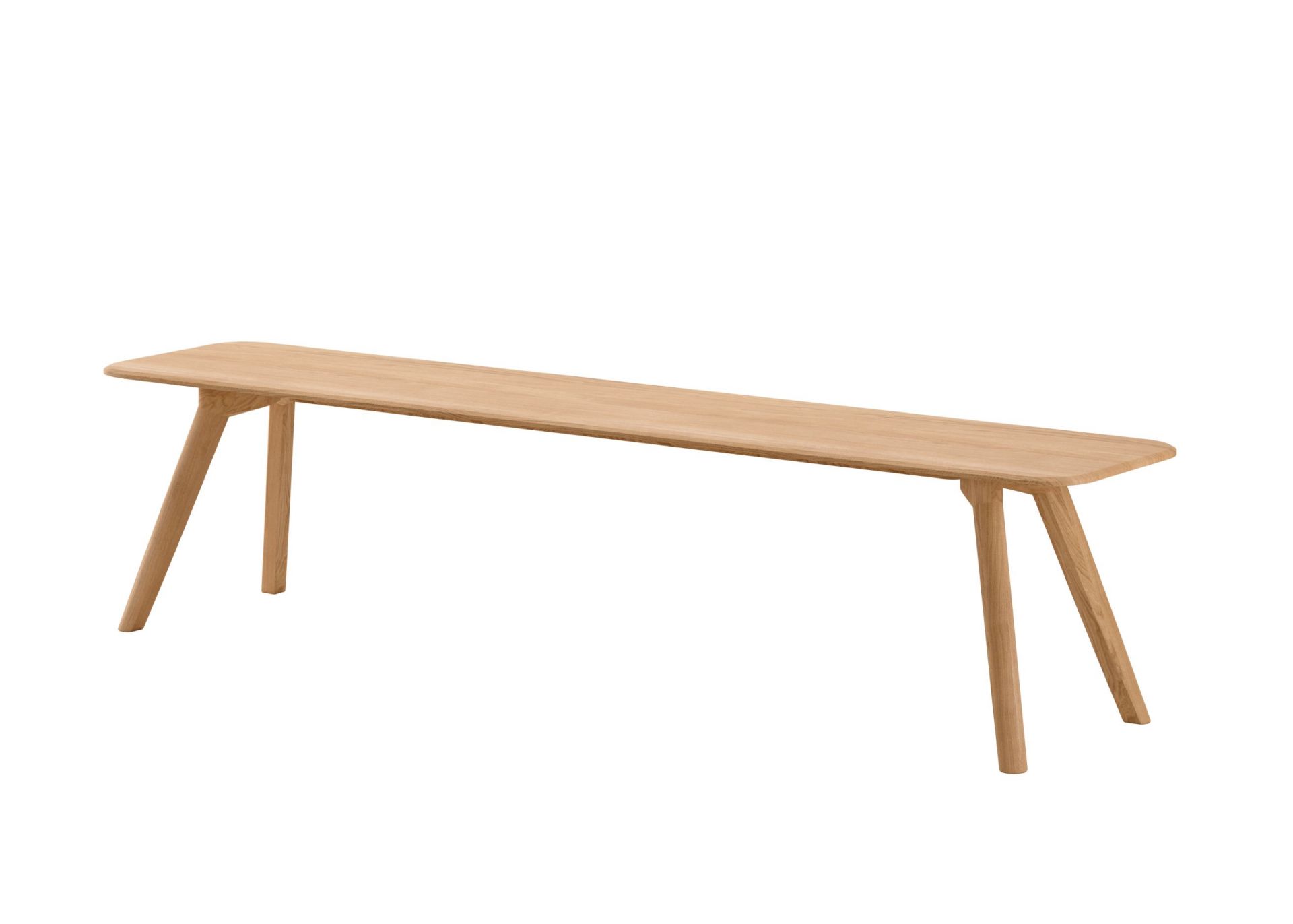 MEYER Bank aus Eiche: Moderne Holzbank für Esszimmer und Wohnbereich, helle Holzfarbe.