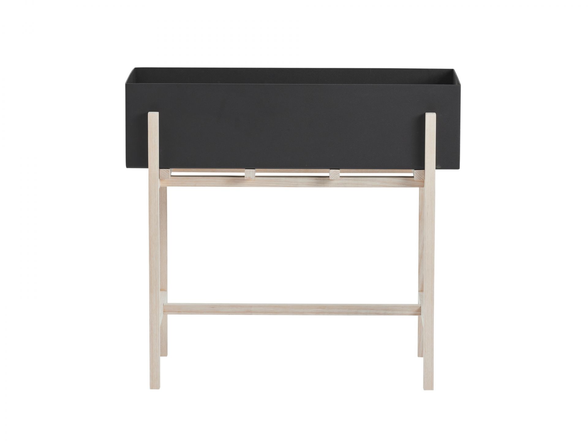 Botanic Flower Stand Blumenkasten von Design House Stockholm mit schwarzem Kasten und Holzgestell.