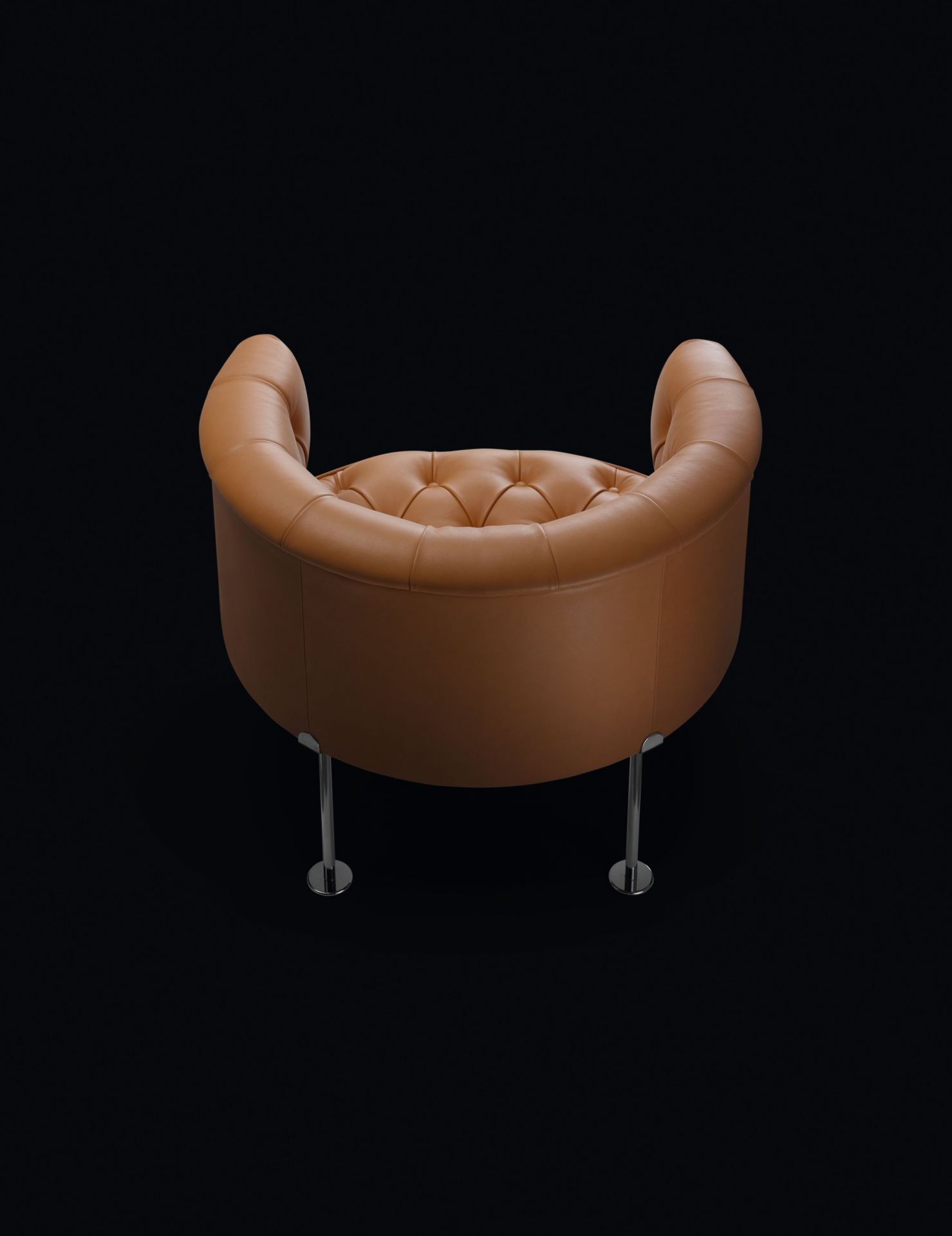 310 Haussmann Sessel von Walter Knoll: Leder Sessel in Braun mit Knopfheftung und Chromfüßen.