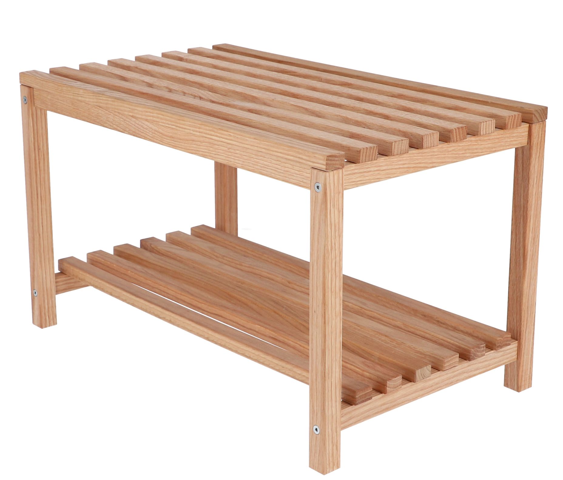 Bankier Bank von Jan Kurtz: Holzbank mit zwei Ablageflächen, ideal für Flur oder Bad.