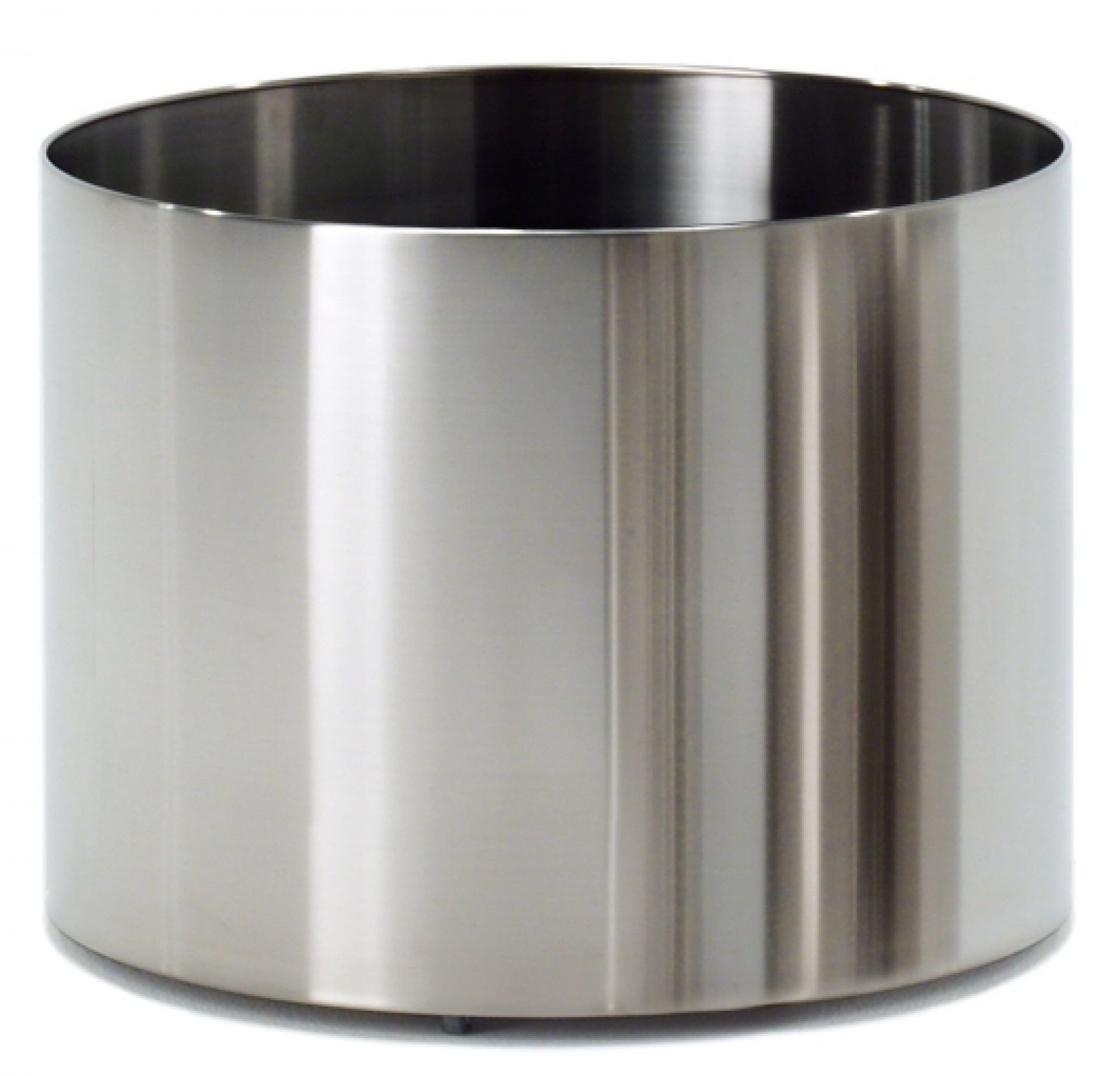 Nox Flora Blumentopf von Rexite, runder Pflanztopf aus Edelstahl, rollbarer Übertopf für Innenräume.