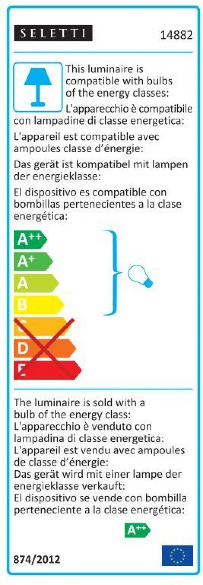 Energieeffizienzlabel der Seletti Monkey Lamp Stehleuchte. Informationen zu Energieklassen und Kompatibilität.