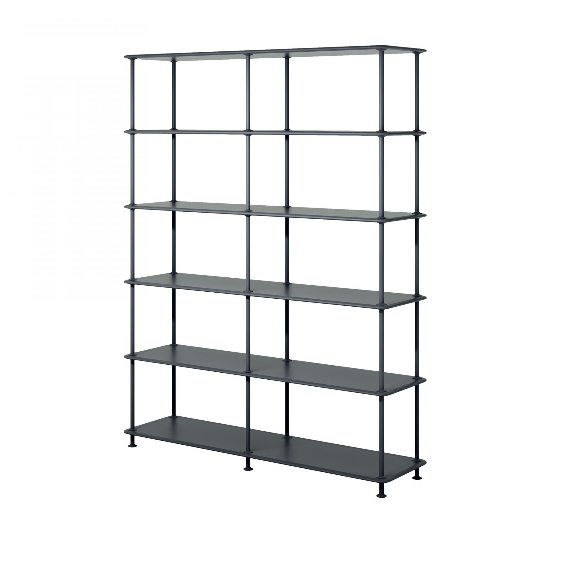 Schwarzes Montana Free Regal mit fünf Ebenen, modernes Design für Wohnzimmer und Büro.