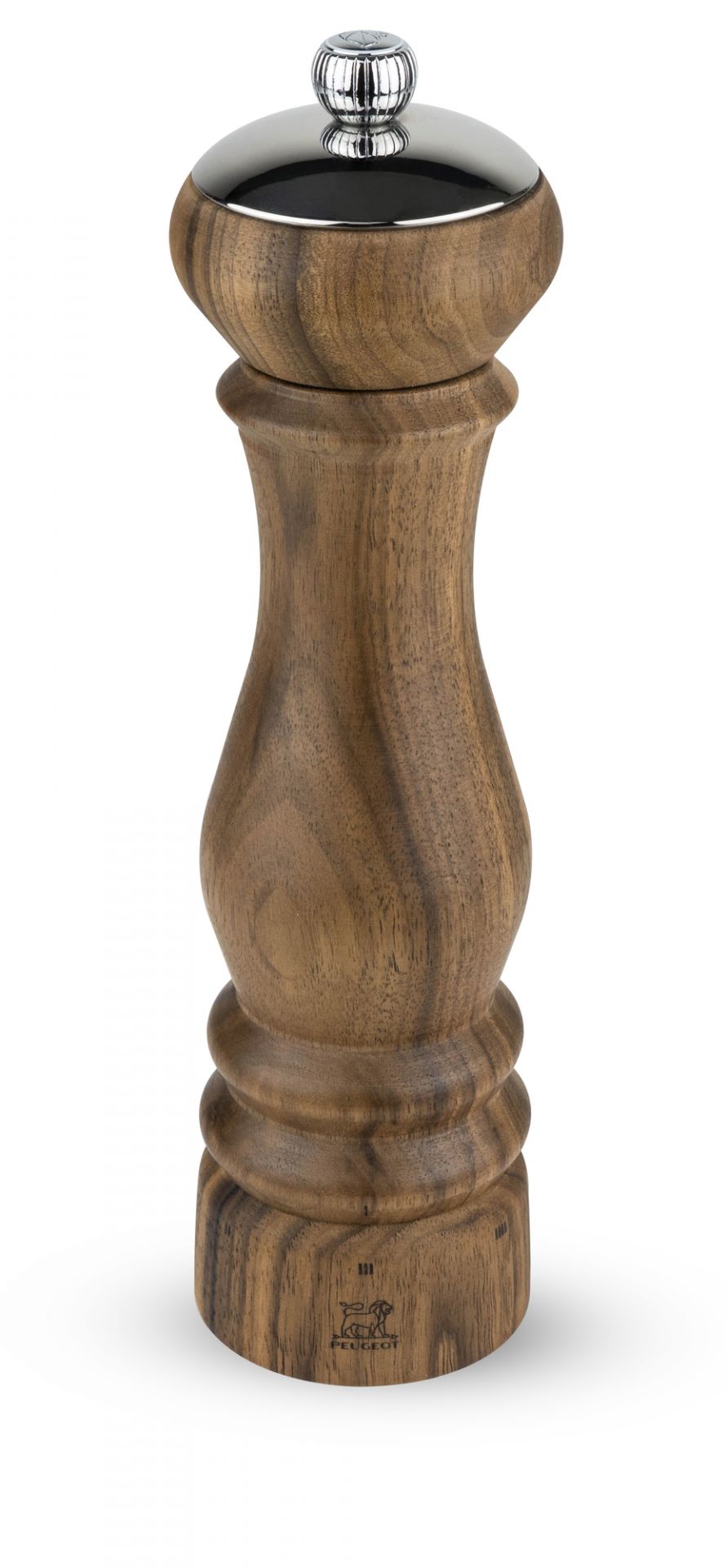 Elegante Peugeot Salzmühle Icone aus Holz mit Chrom-Knopf, 22 cm, für Küche und Tisch.
