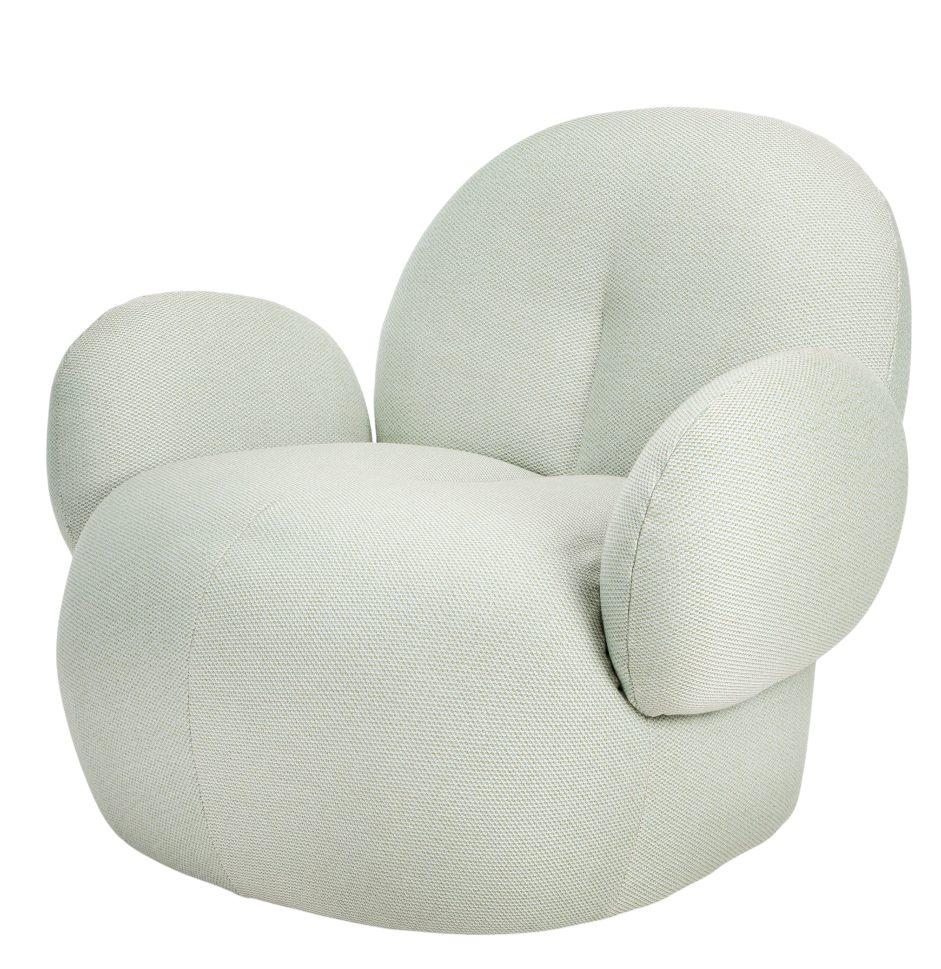 Nana Outdoor Love Seat Sessel von Freifrau Manufaktur, hellgrüner Loungesessel für den Außenbereich.