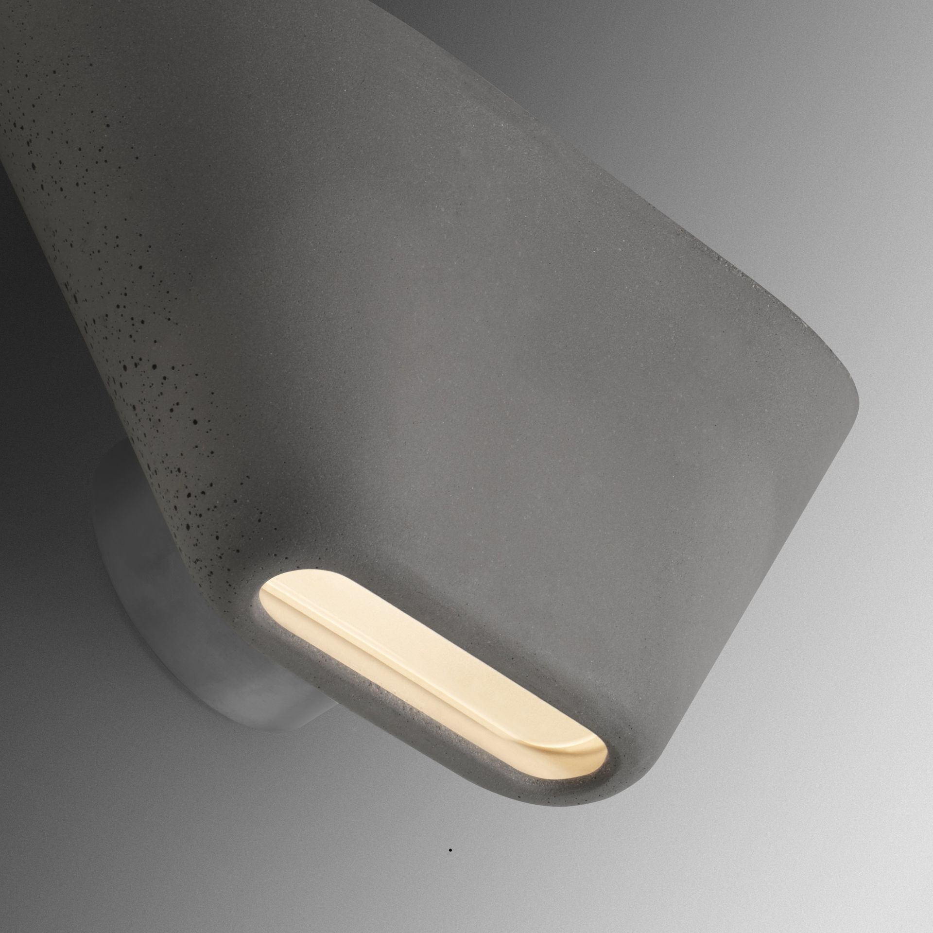 Graue Aplomb Wandleuchte von Foscarini aus Beton, mit warmem LED-Licht für Innenräume.