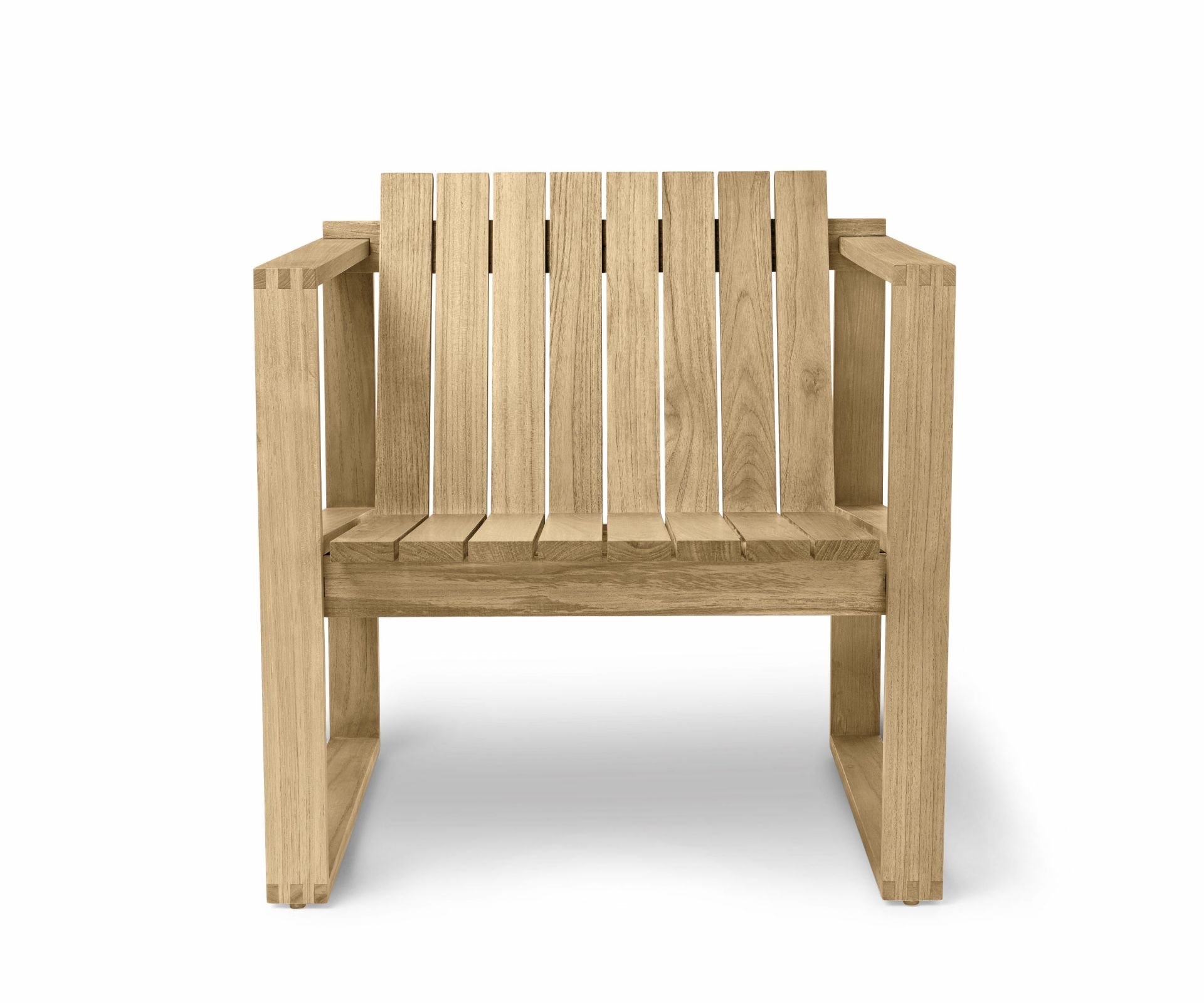 Bodil Kjaer Sessel aus Teakholz für den Außenbereich von Carl Hansen & Søn, Frontansicht.