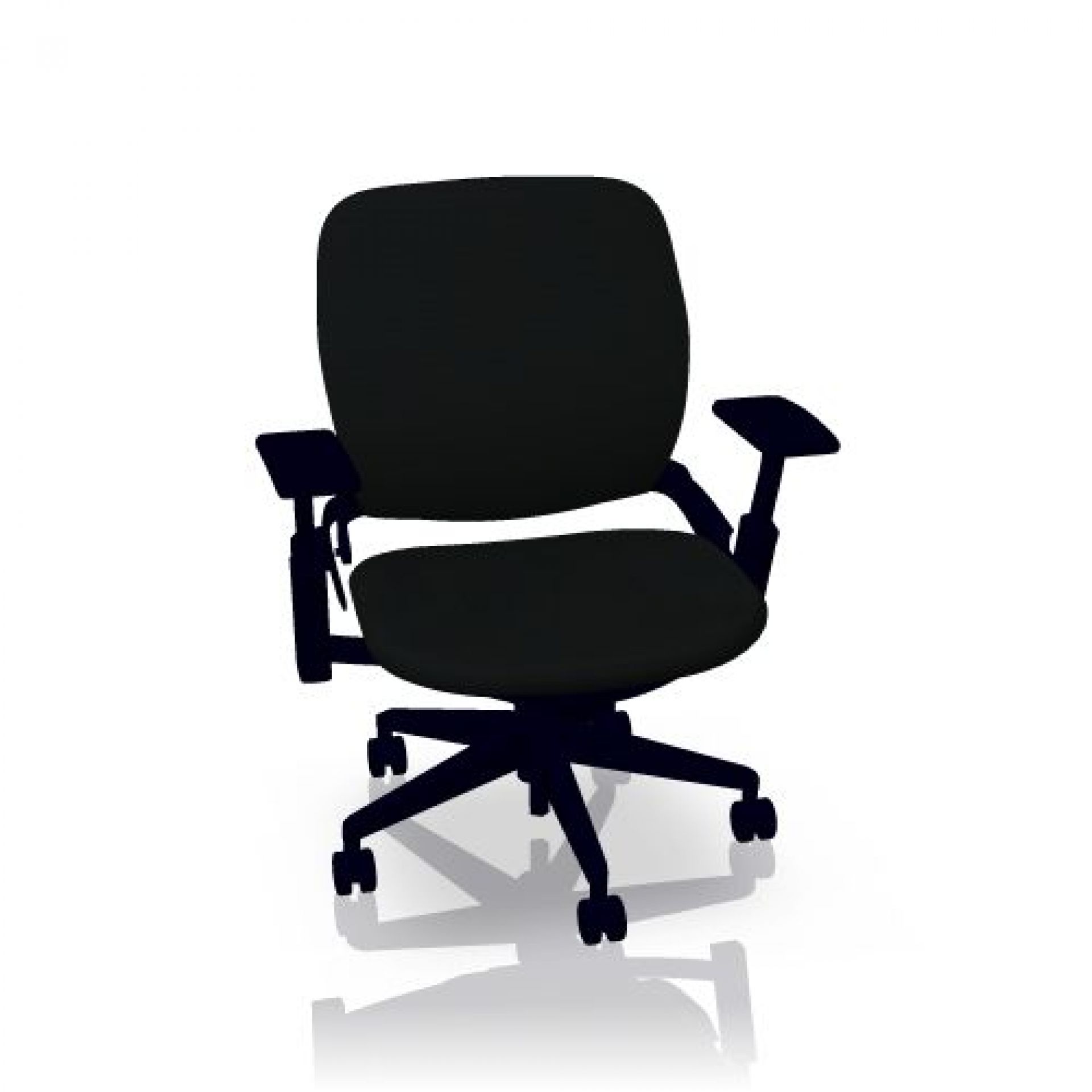 Schwarzer Leap Plus Bürostuhl von Steelcase mit verstellbaren Armlehnen und Rollen. Ergonomischer Arbeitsstuhl.