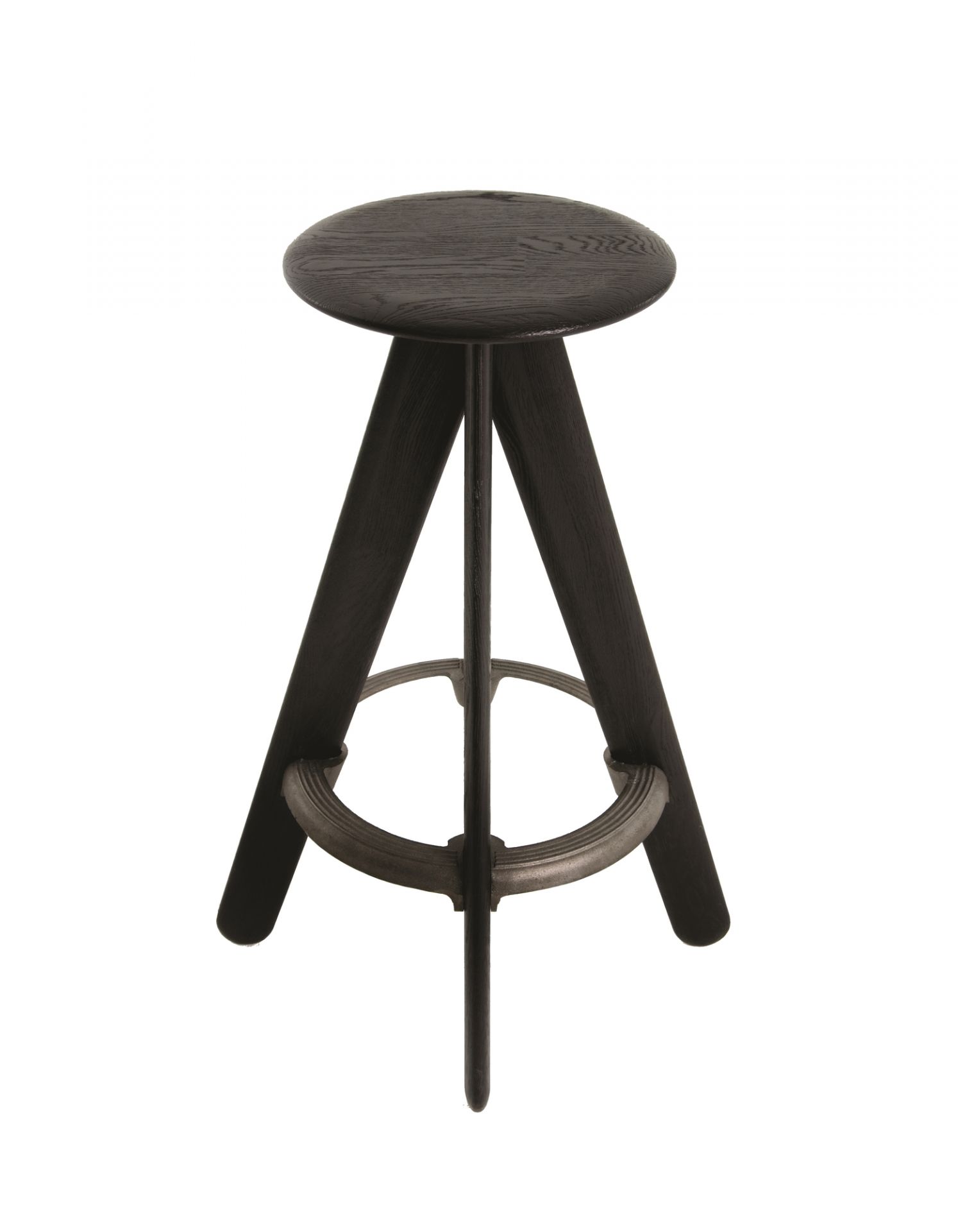 Schwarzer Slab Barhocker von Tom Dixon aus Holz mit Fußstütze, ideal für Küche und Bar.