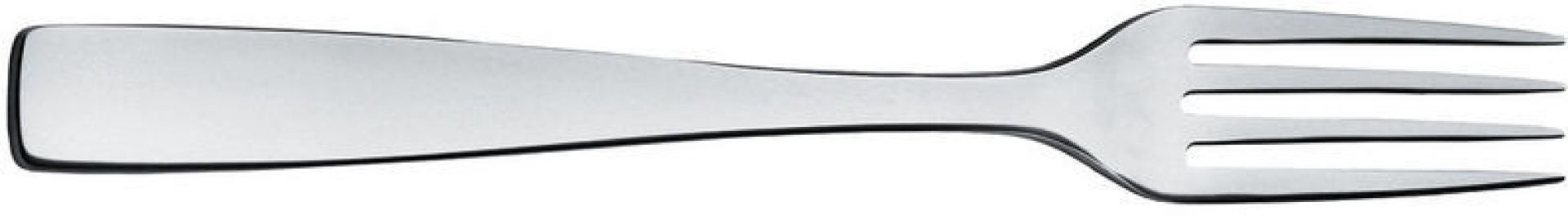 Nahaufnahme einer Gabel aus dem Knifeforkspoon Besteckset von Alessi, modernes Design, Edelstahl.