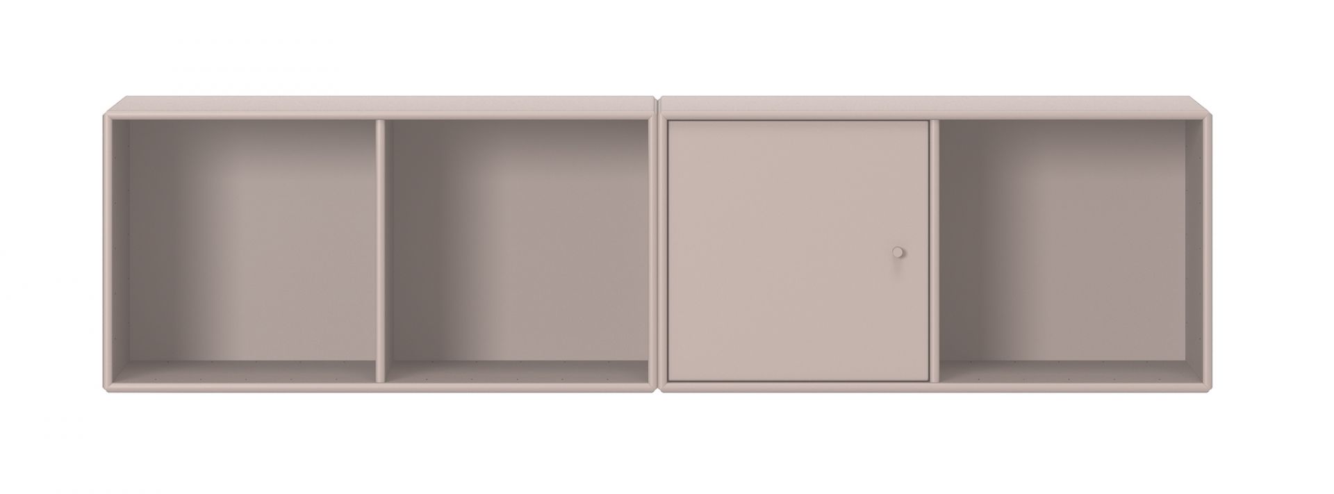 LINE Wandregal Mushroom von Montana: Zwei beige Regale, eines mit Tür und Fächern.