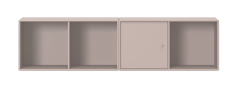 LINE Wandregal Mushroom von Montana: Zwei beige Regale, eines mit Tür und Fächern.