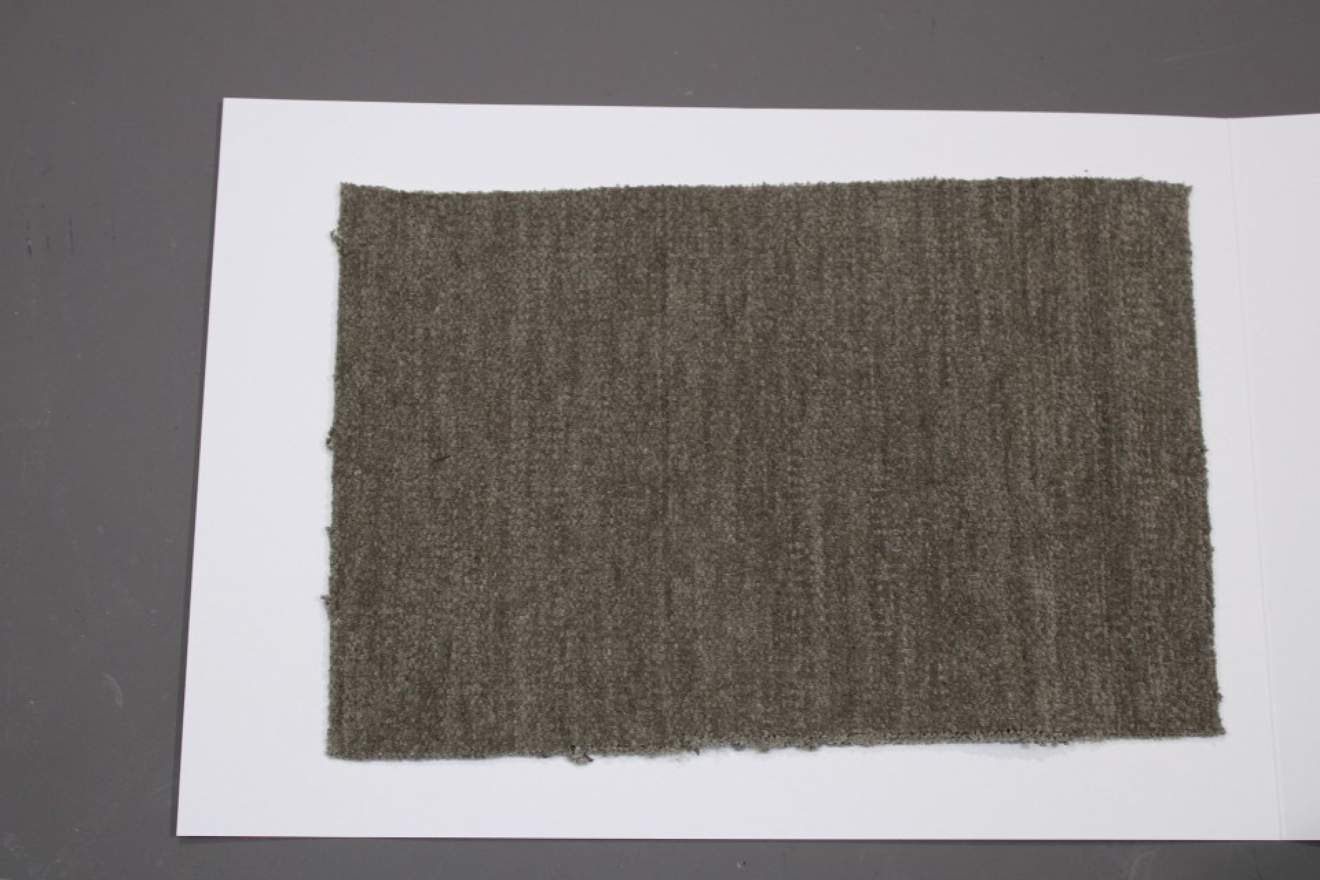 Stoffmusterkarte Gruppe 81 Cor: Nahaufnahme eines braunen, gewebten Stoffmusters für Möbelstoffe und Polsterstoffe.