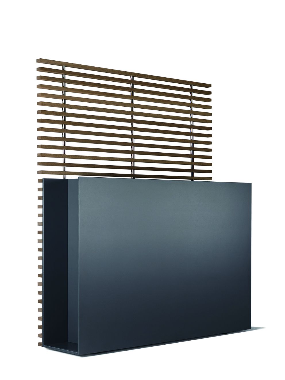 Sotomon Rankgitter: Modernes, graues Pflanzgefäß mit braunem Holz-Rankgitter für Garten und Terrasse.