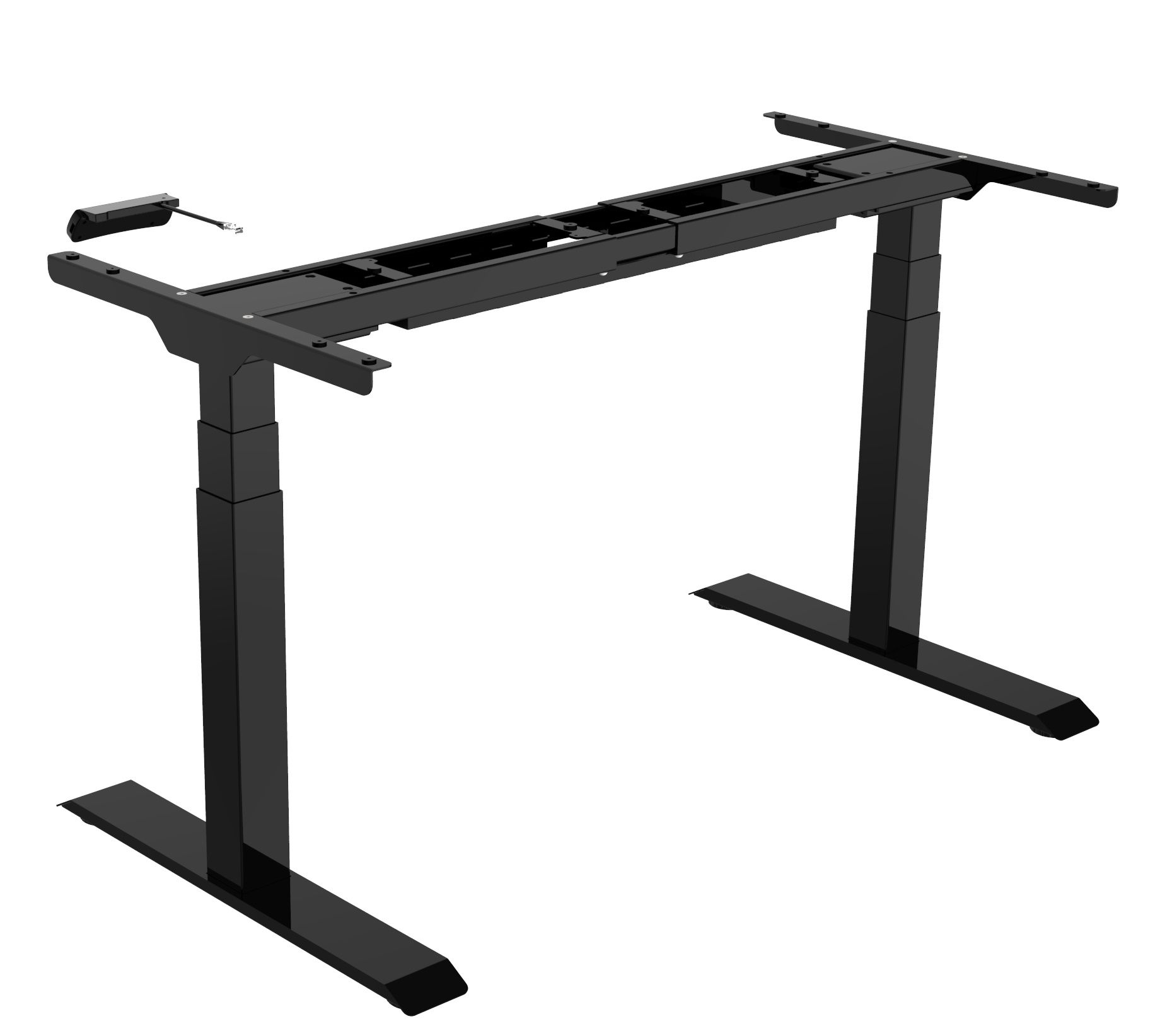 Schwarzes Hiplift Untergestell für Schreibtische, elektrisch höhenverstellbar für ergonomisches Büro.
