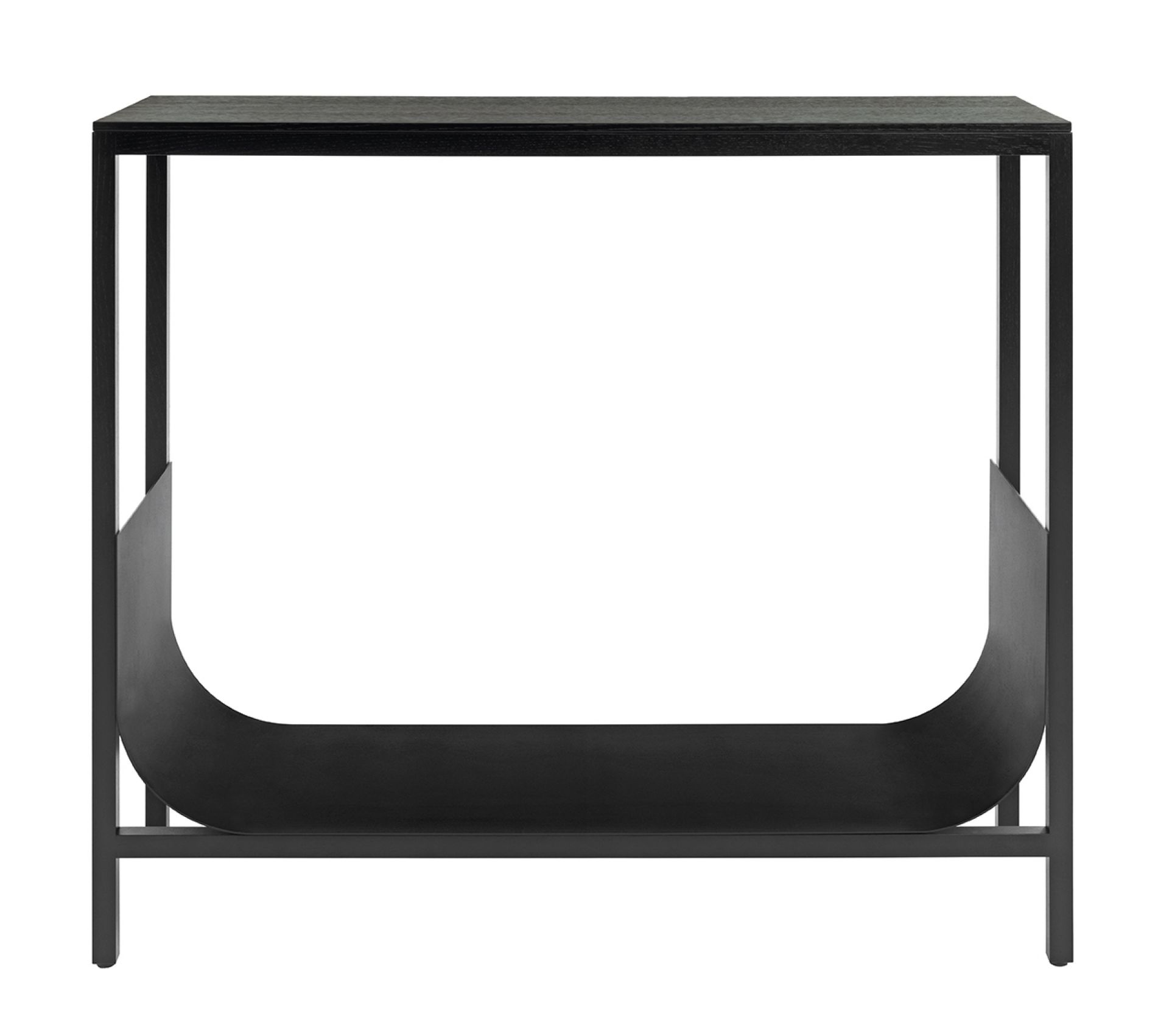 Schönbuch Tub Konsoltisch in Schwarz mit Ablage für Zeitschriften, moderner Beistelltisch für Wohnzimmer und Flur.